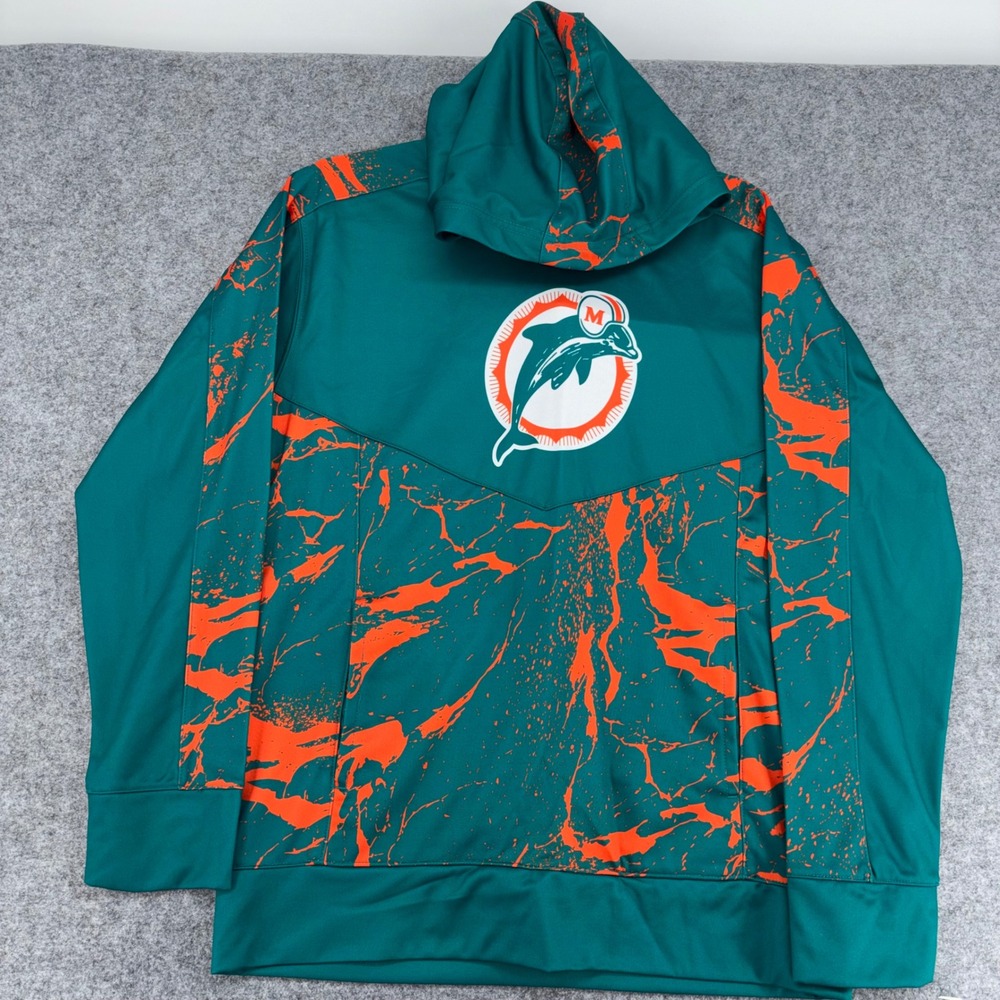 NFL Team Apparel Miami Dolphins Youth Large 14/16 Hoodie Aqua Orange Marble